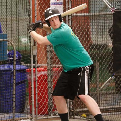 Batter in batting cage